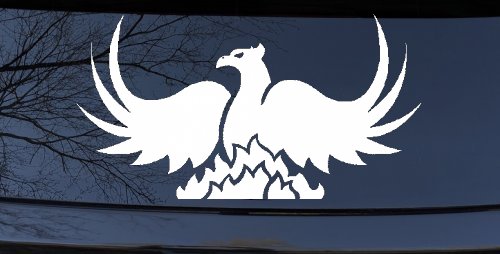 Tribal Phoenix Car or Truck Window Decal Sticker (White)