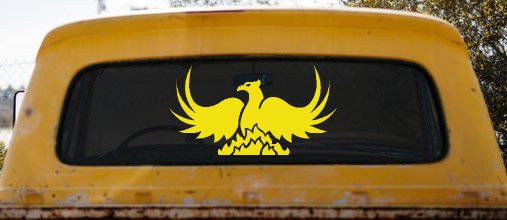 Tribal Phoenix Car or Truck Window Decal Sticker (Yellow)
