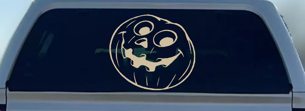 Jack O Lantern Halloween Car or Truck Window Decal Sticker (Desert Sand)