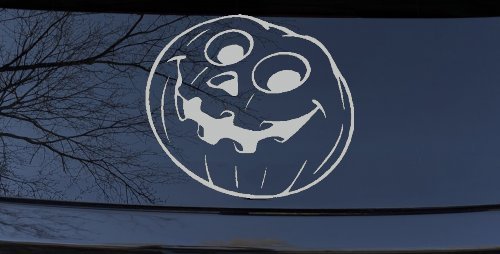Jack O Lantern Halloween Car or Truck Window Decal Sticker (Light Gray)