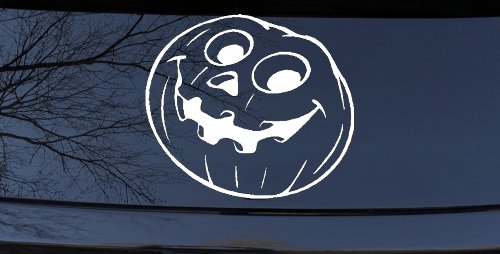 Jack O Lantern Halloween Car or Truck Window Decal Sticker (White)