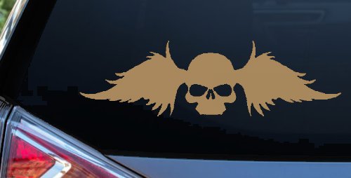 Skull with Wings Biker Car or Truck Window Decal Sticker (Light Brown)