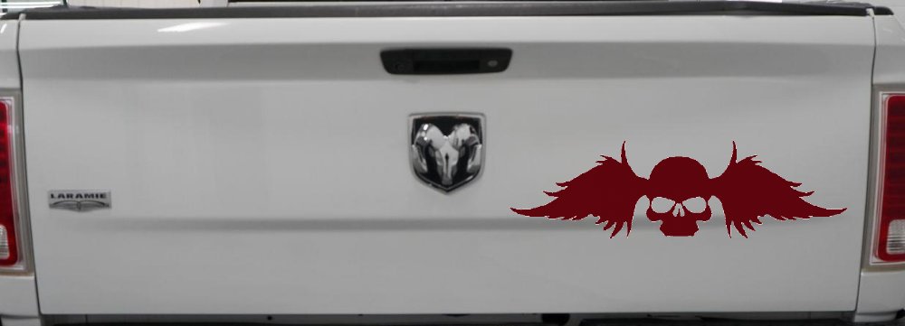Skull with Wings Biker Car or Truck Window Decal Sticker (Purple Red)