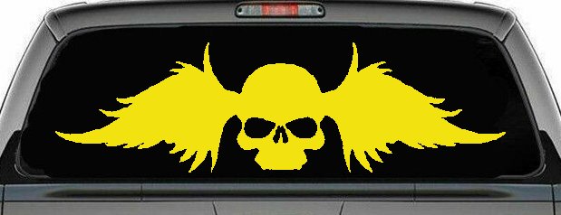 Skull with Wings Biker Car or Truck Window Decal Sticker