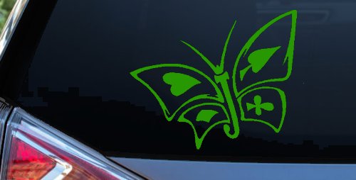 Tribal Poker Butterfly Butterflies Car or Truck Window Decal Sticker (Lime)