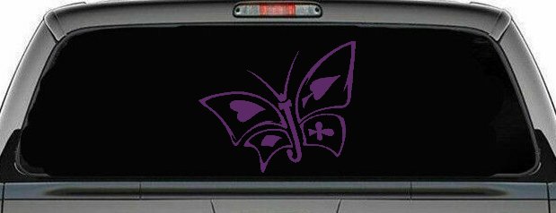 Tribal Poker Butterfly Butterflies Car or Truck Window Decal Sticker (Violet)