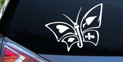 Tribal Poker Butterfly Butterflies Car or Truck Window Decal Sticker (White)