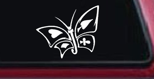 Tribal Poker Butterfly Butterflies Car or Truck Window Decal Sticker (White)