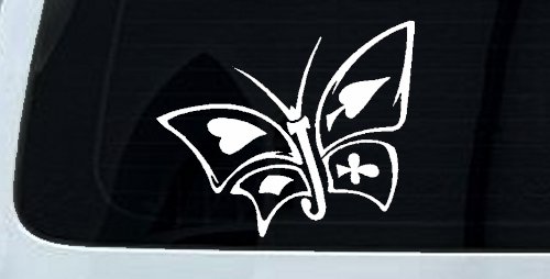 Tribal Poker Butterfly Butterflies Car or Truck Window Decal Sticker (White)