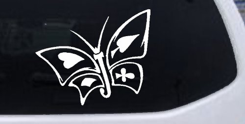 Tribal Poker Butterfly Butterflies Car or Truck Window Decal Sticker (White)