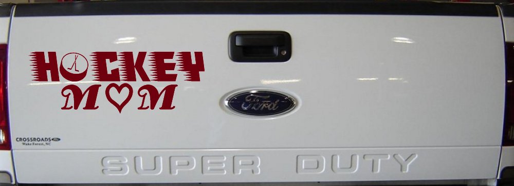 Hockey Mom Sports Car or Truck Window Decal Sticker (Burgundy)