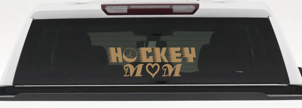Hockey Mom Sports Car or Truck Window Decal Sticker (Light Brown)