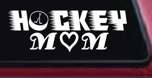 Hockey Mom Sports Car or Truck Window Decal Sticker (White)