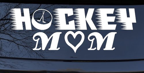Hockey Mom Sports Car or Truck Window Decal Sticker (White)