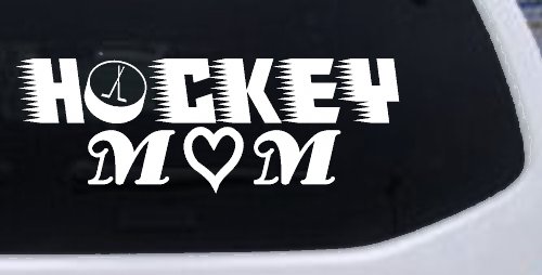 Hockey Mom Sports Car or Truck Window Decal Sticker (White)
