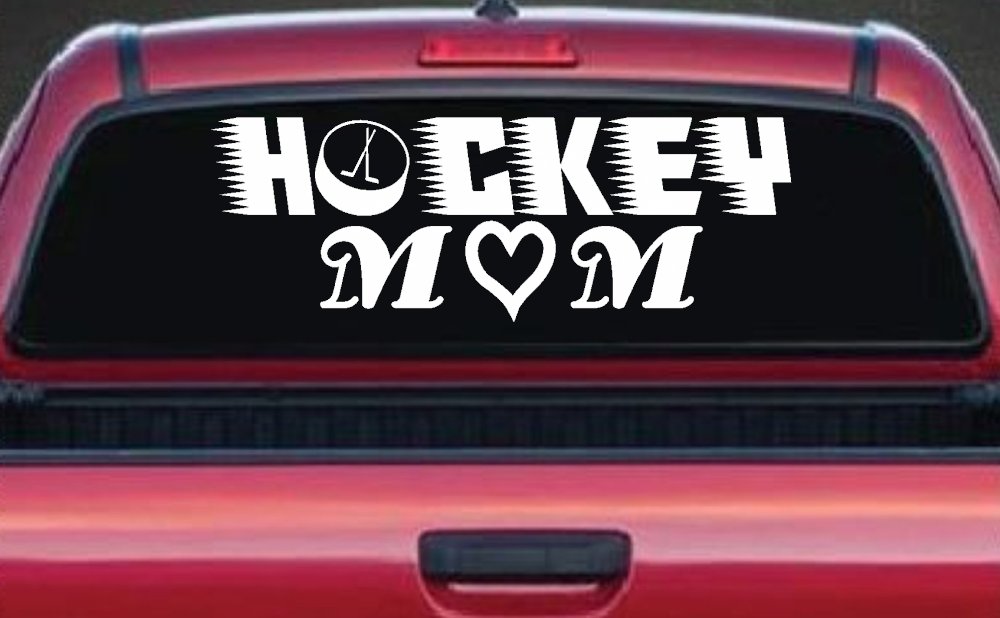 Hockey Mom Sports Car or Truck Window Decal Sticker (White)