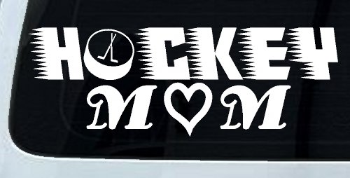 Hockey Mom Sports Car or Truck Window Decal Sticker (White)