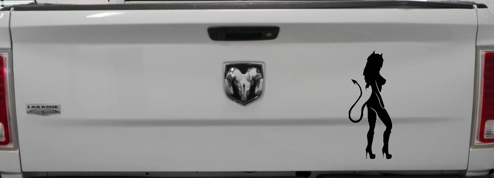 Evil Devil Girl Car or Truck Window Decal Sticker (Black)