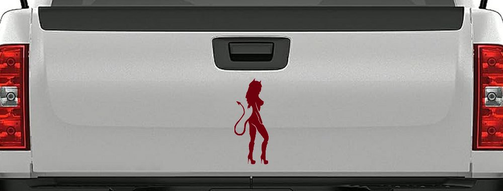 Evil Devil Girl Car or Truck Window Decal Sticker (Burgundy)