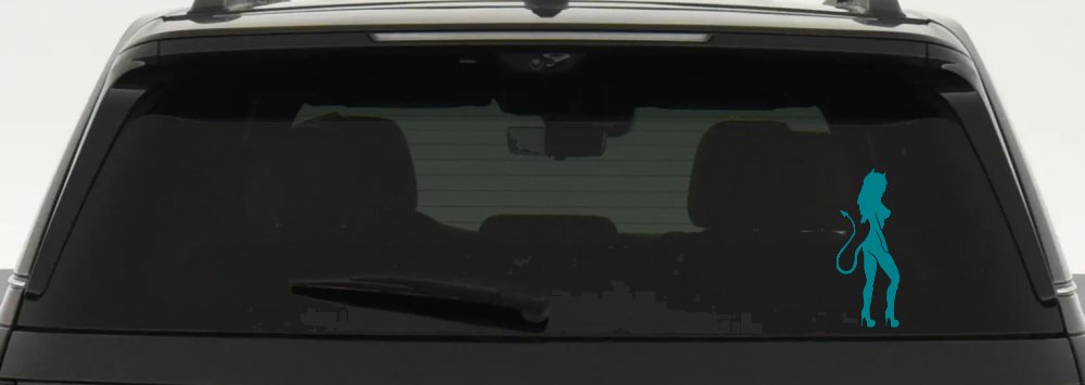 Evil Devil Girl Car or Truck Window Decal Sticker (Turquoise Blue)