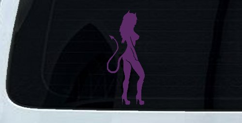Evil Devil Girl Car or Truck Window Decal Sticker (Violet)