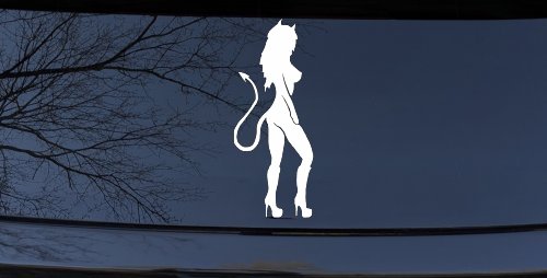 Evil Devil Girl Car Truck Window Decal Sticker Vinyl Graphic (White)