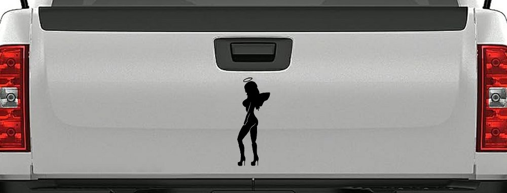 Angel Girl Halo Wings Decal for Car Truck Window - Vinyl Sticker (Black)