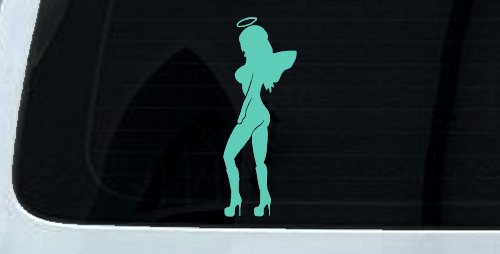 Angel Girl with Halo and Wings Car or Truck Window Decal Sticker (Mint)