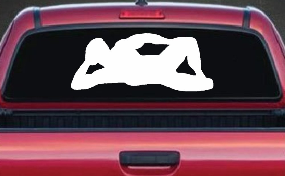 Mudflap Man Decal Classic Truck Car Window Vinyl Sticker (White)