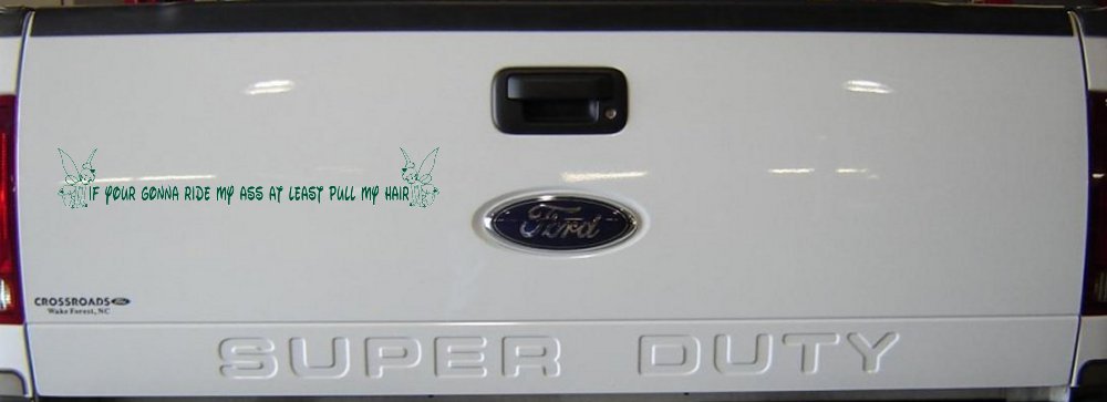 Large Tinkerbell If Your Gonna Ride my Ass At Least Pull My Hair Funny Car or Truck Window Decal Sticker (Dark Green)