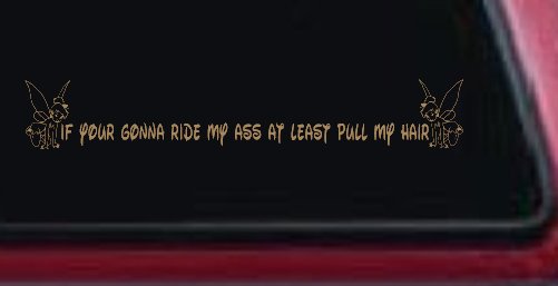 Large Tinkerbell If Your Gonna Ride my Ass At Least Pull My Hair Funny Car or Truck Window Decal Sticker