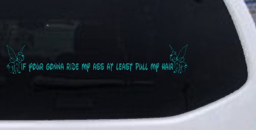 Large Tinkerbell If Your Gonna Ride my Ass At Least Pull My Hair Funny Car or Truck Window Decal Sticker