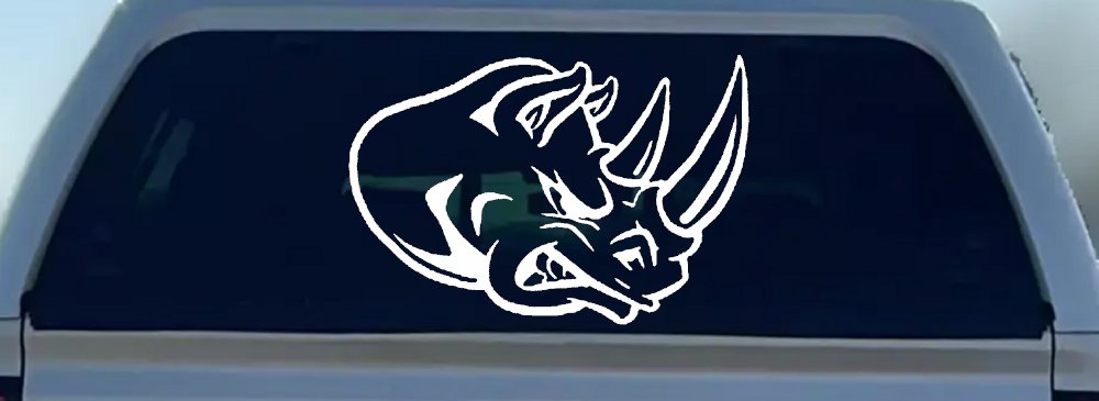 Bad Rhino Animals Car or Truck Window Decal Sticker (White)