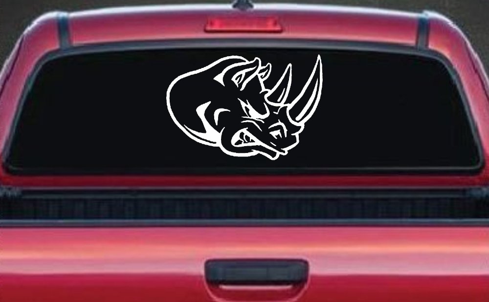 Bad Rhino Animals Car or Truck Window Decal Sticker (White)