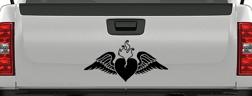 Heart With Wings Car or Truck Window Decal Sticker (Black)