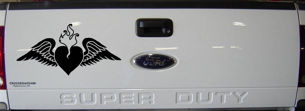 Heart with Wings Decal for Car or Truck Windows Vinyl Sticker (Black)