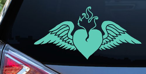 Heart With Wings Car or Truck Window Decal Sticker (Mint)