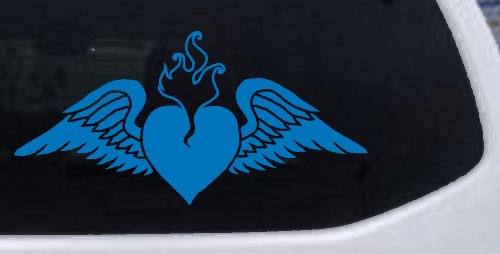 Heart With Wings Car or Truck Window Decal Sticker (Sky Blue)