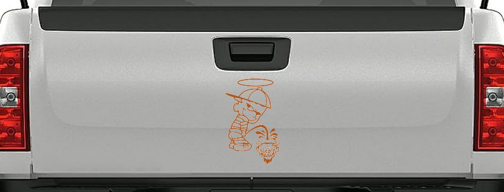 Pee On The Devil Car Truck Window Decal Sticker Funny Vinyl Graphic (Nut Brown)