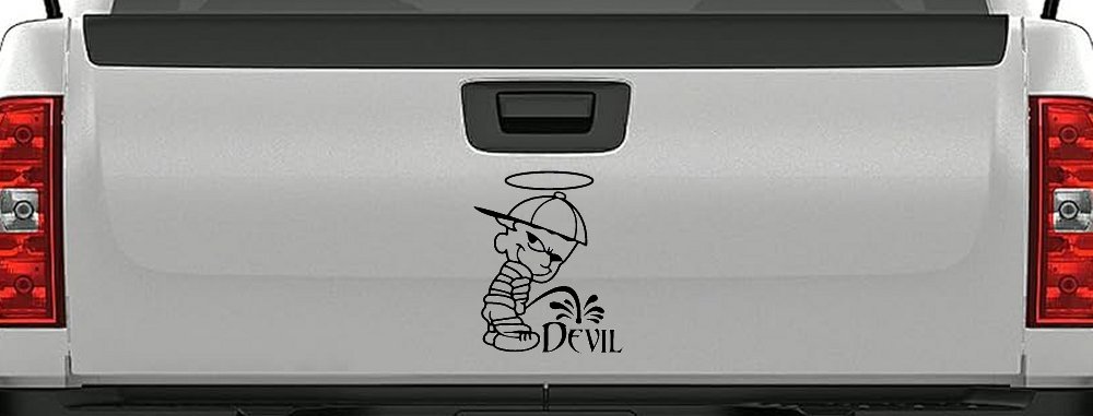 Pee On Devil Christian Car Sticker Vinyl Decal Anti Devil Window (Black)