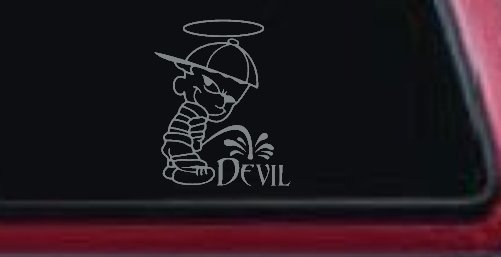 Pee On Devil Christian Car or Truck Window Decal Sticker