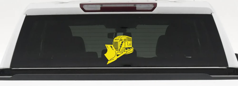 Detailed Rome Plow Bulldozer Military Car or Truck Window Decal Sticker (Yellow)