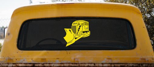 Detailed Rome Plow Bulldozer Military Car or Truck Window Decal Sticker (Yellow)