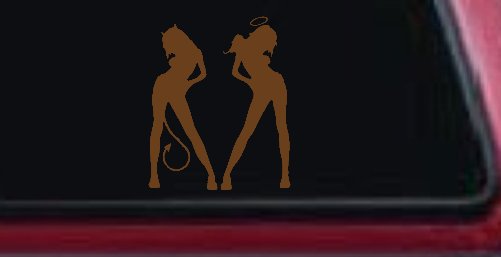 Good and Bad Girls Angel and Devil Car or Truck Window Decal Sticker (Copper)