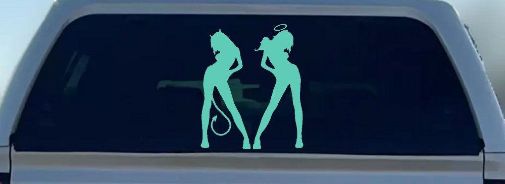 Good and Bad Girls Angel and Devil Car or Truck Window Decal Sticker (Mint)