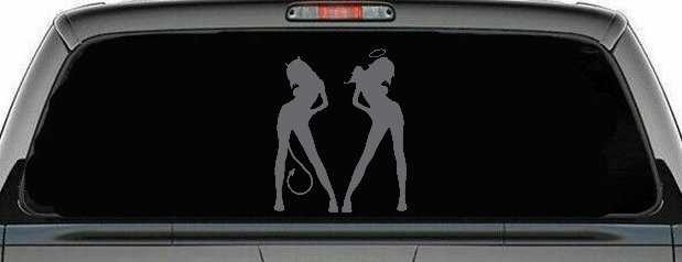 Good and Bad Girls Angel and Devil Car or Truck Window Decal Sticker