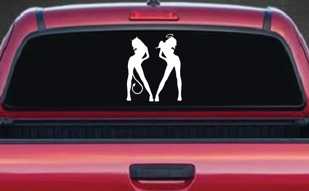 Good and Bad Girls Angel and Devil Car or Truck Window Decal Sticker
