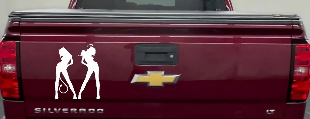 Good and Bad Girls Angel and Devil Car or Truck Window Decal Sticker
