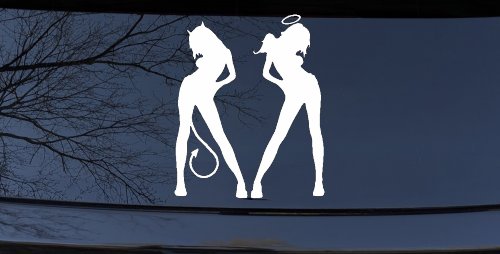 Good and Bad Girls Angel and Devil Car or Truck Window Decal Sticker