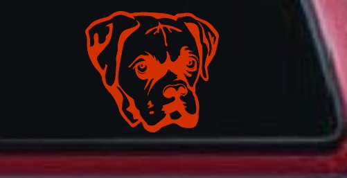 Boxer Bulldog Dog Car or Truck Window Decal Sticker (Orange Red)